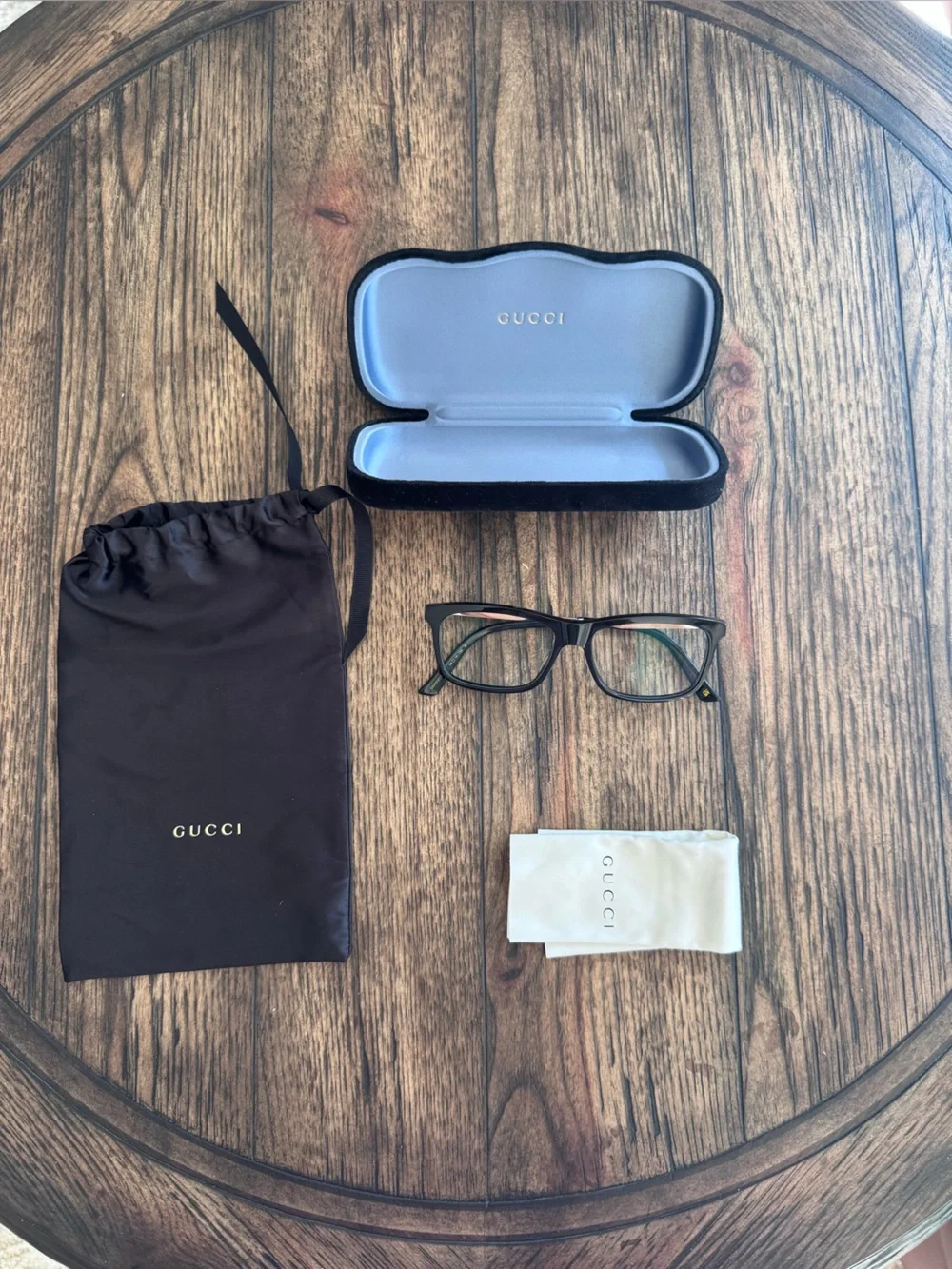 Gucci Eyeglasses Frames GG 003020 0Z 54x16x150 Black w/ Silver Red Green Striped